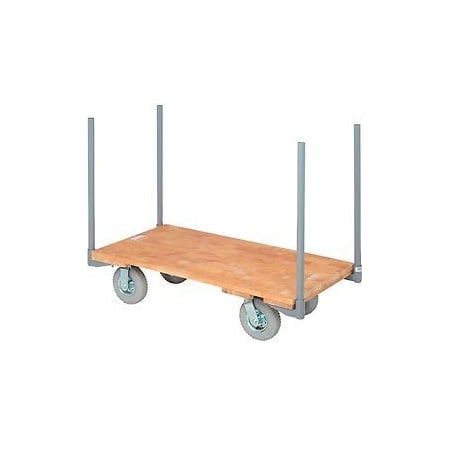 Global Equipment Stake Handle Hardwood Deck Truck 48x24 1200 Lb. Capacity 8" Pneu. Casters 952524